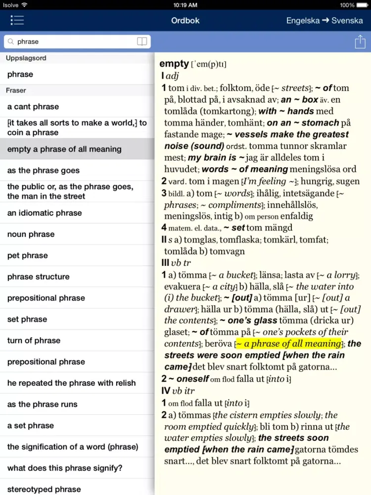 Norstedts English Dictionary Pro 2.0 iPad 應用截圖