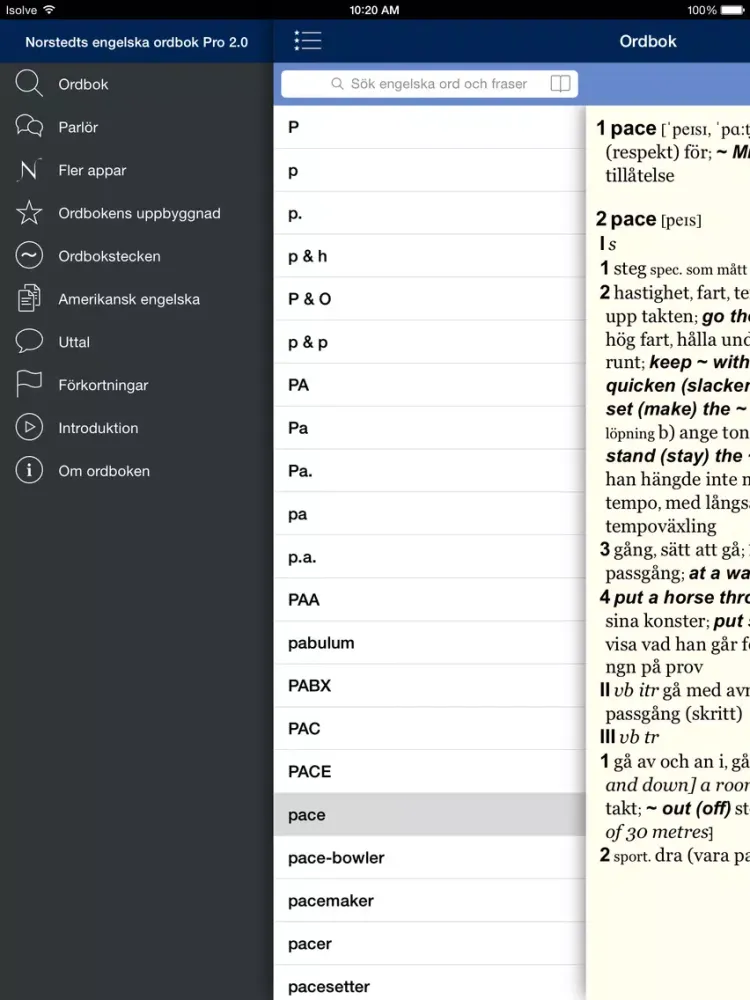 Norstedts English Dictionary Pro 2.0 iPad 應用截圖