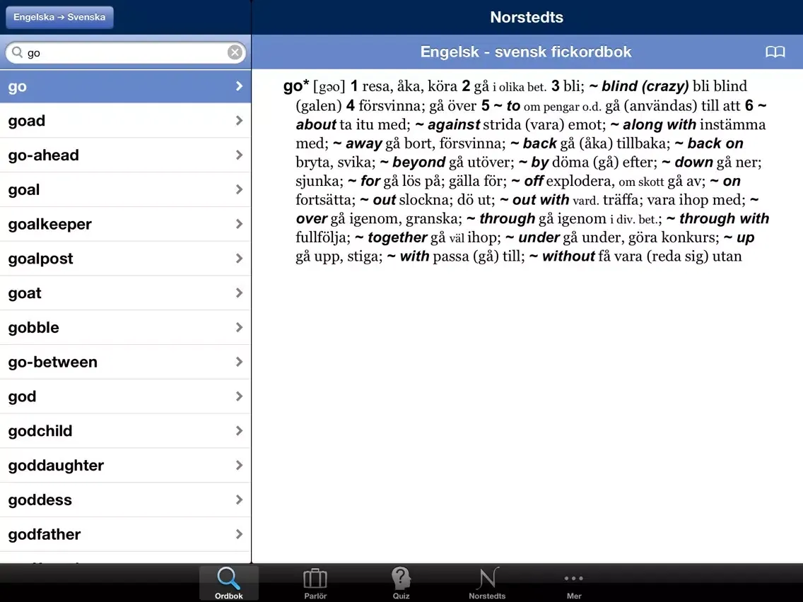 Norstedts engelska fickordbok iPad  Screenshots
