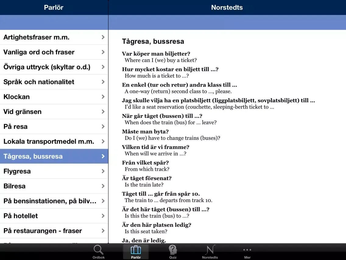 Norstedts engelska fickordbok iPad  Screenshots