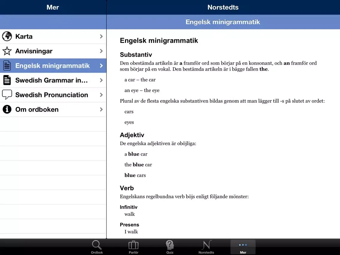 Norstedts engelska fickordbok iPad  Screenshots