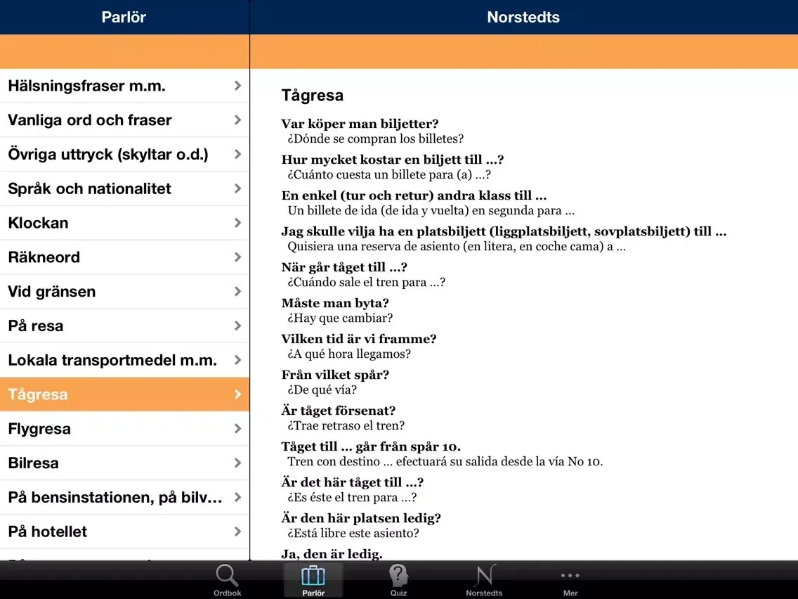 Capturas de pantalla de Norstedts stora spanska ordbok iPad 
