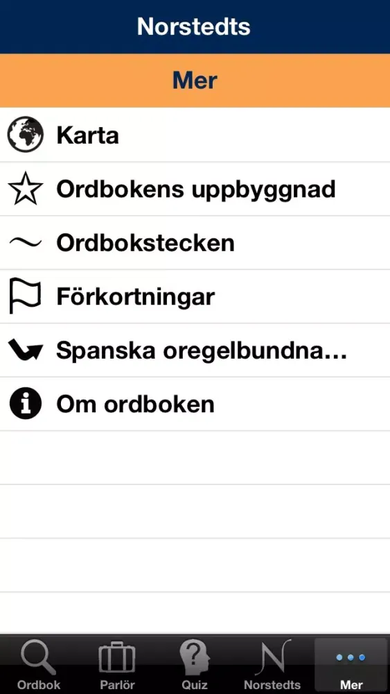 Capturas de pantalla de Norstedts stora spanska ordbok