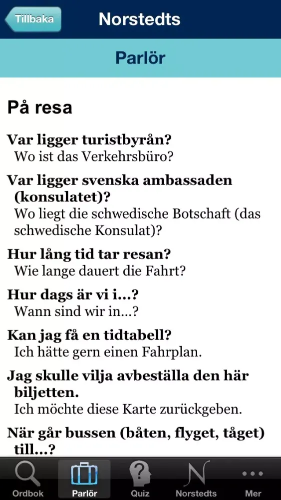 Norstedts tyska fickordbok 스크린샷