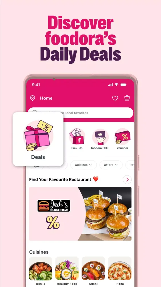Capturas de tela do foodora: Food & Groceries