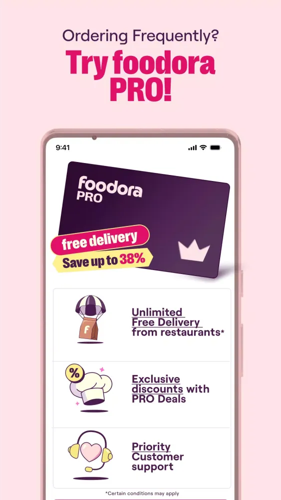 Capturas de tela do foodora: Food & Groceries