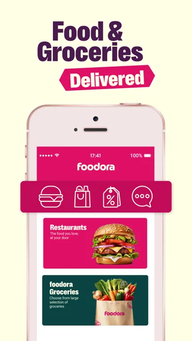 Capturas de tela do foodora: Food & Groceries