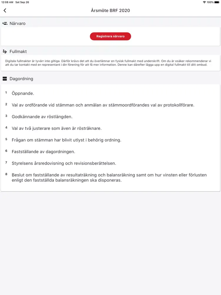 Riksbyggen stämma iPad  スクリーンショット