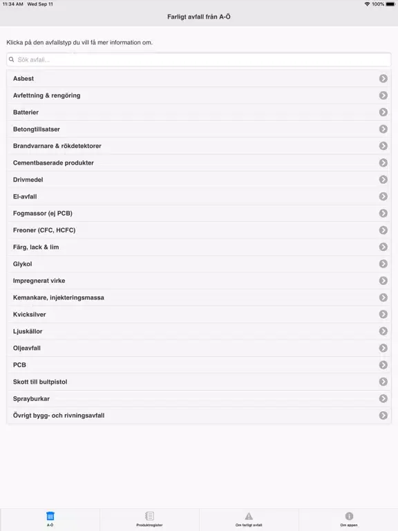 Zrzuty ekranu Farligt avfall iPad 