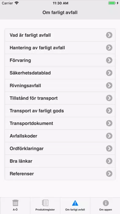 Zrzuty ekranu Farligt avfall