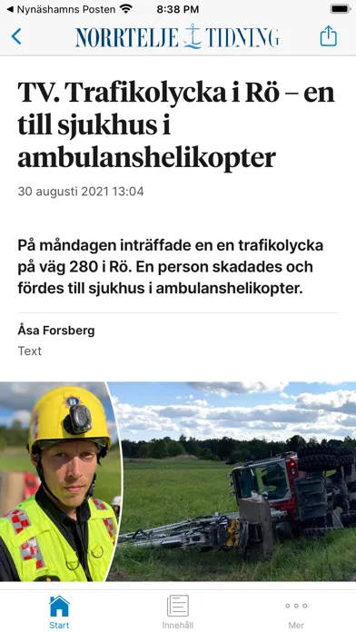 Capturas de tela do Norrtelje Tidning