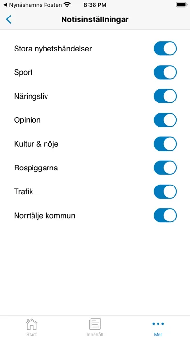 Capturas de tela do Norrtelje Tidning