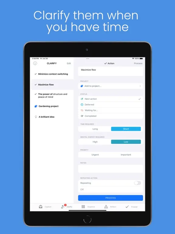 Скриншоты Clair GTD Planner Pro iPad 