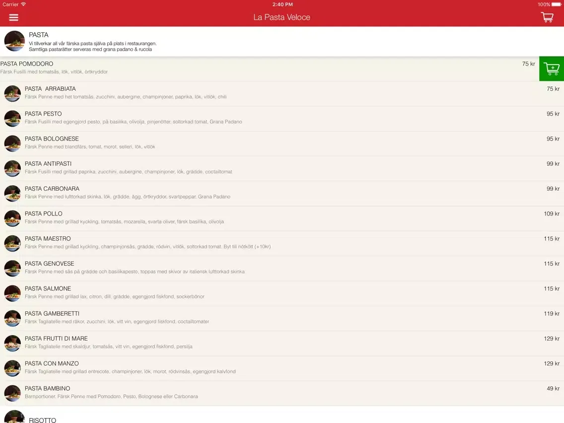 Capturas de pantalla de La Pasta Veloce iPad 