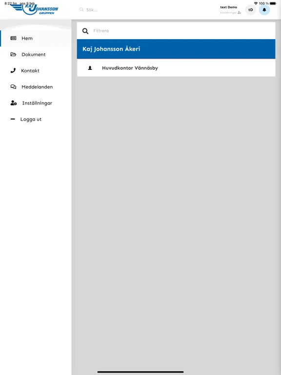 Ảnh chụp màn hình của Kaj Johansson Gruppen iPad 