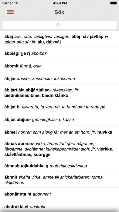 Lulesamisk-svensk ordbok 스크린샷