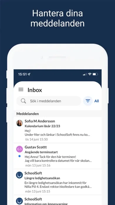 Tangkapan layar SchoolSoft Personal App
