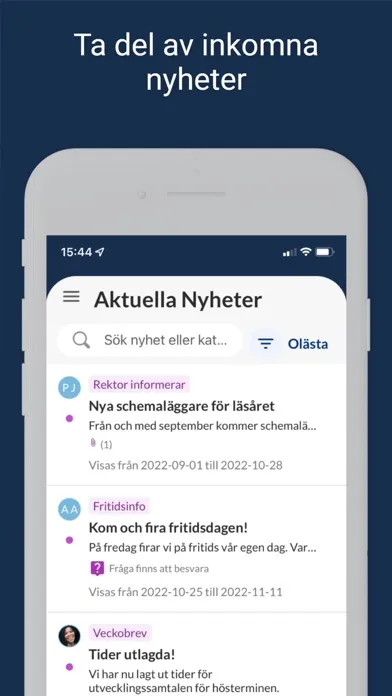 Tangkapan layar SchoolSoft Personal App