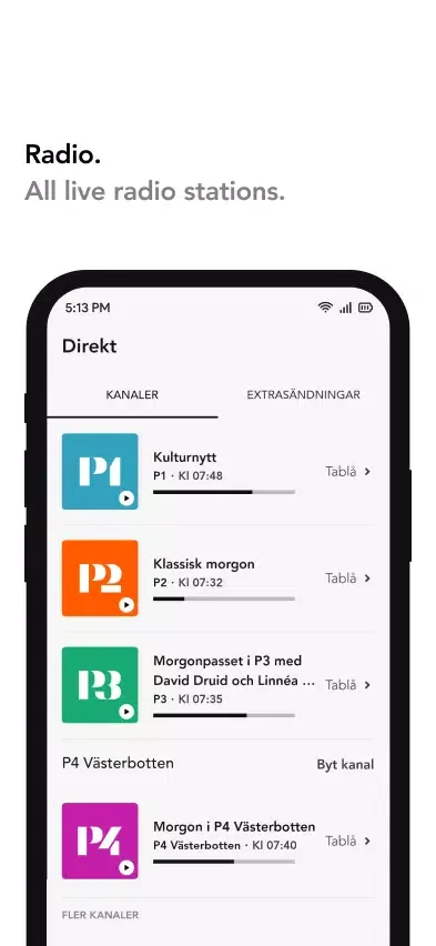 Tangkapan skrin Sveriges Radio Play