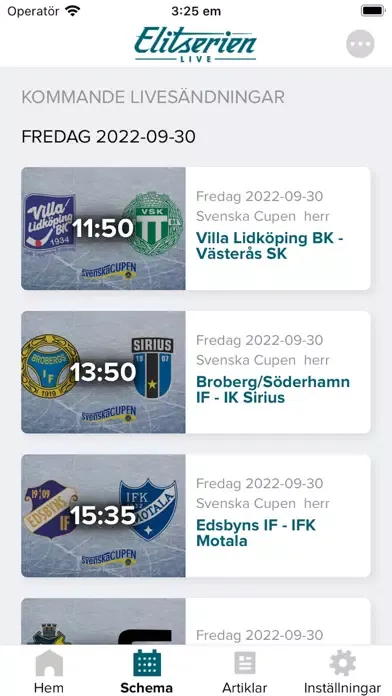 Capturas de pantalla de Elitserien Live