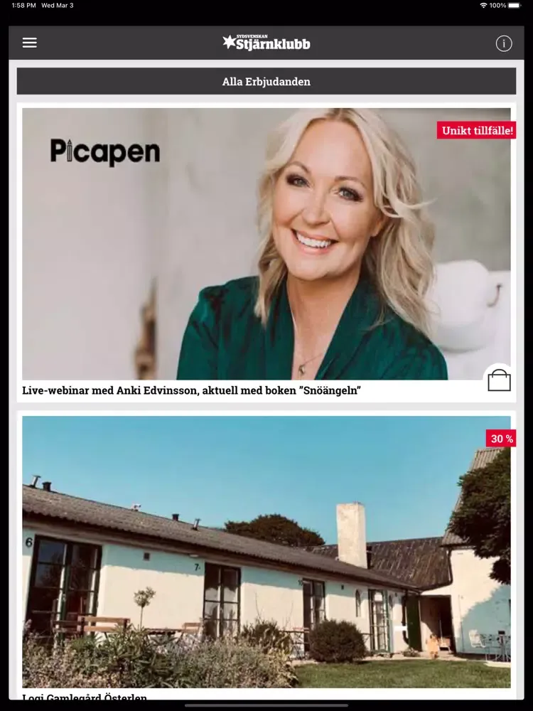 Capturas de pantalla de Sydsvenskan Stjärnklubb iPad 