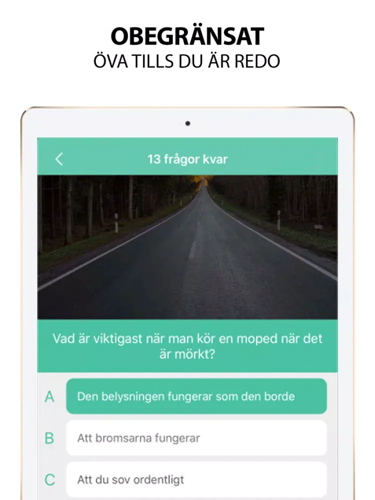 Capturas de tela do Teoriappen AM-Körkort Moped iPad 