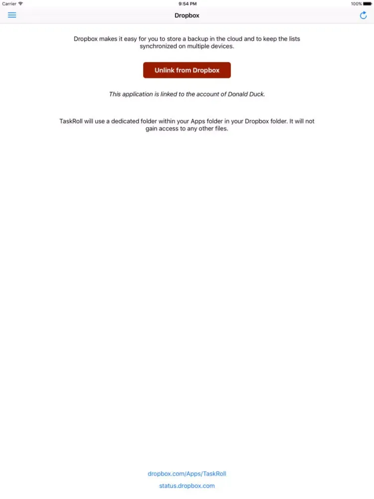 Ảnh chụp màn hình của TaskRoll Lite iPad 