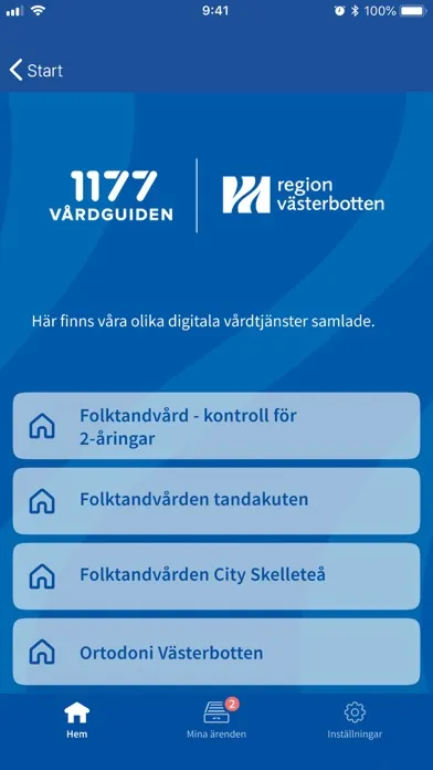 Capturas de tela do Mottagning Region Västerbotten