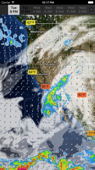 Capturas de tela do WeatherMap+