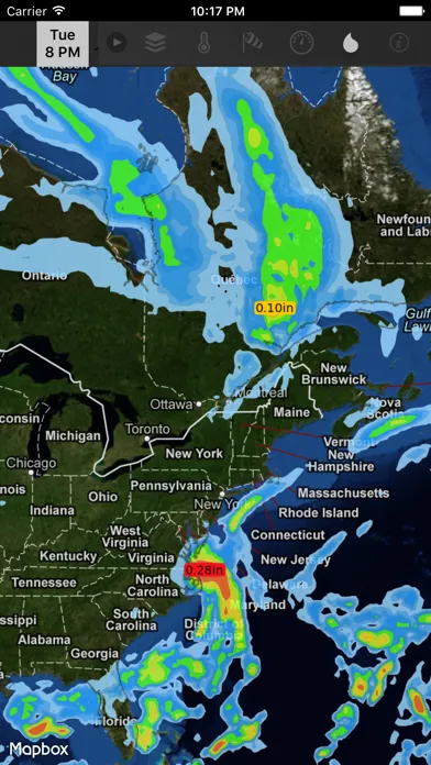 Capturas de tela do WeatherMap+