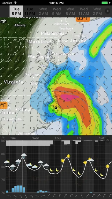 Capturas de tela do WeatherMap+