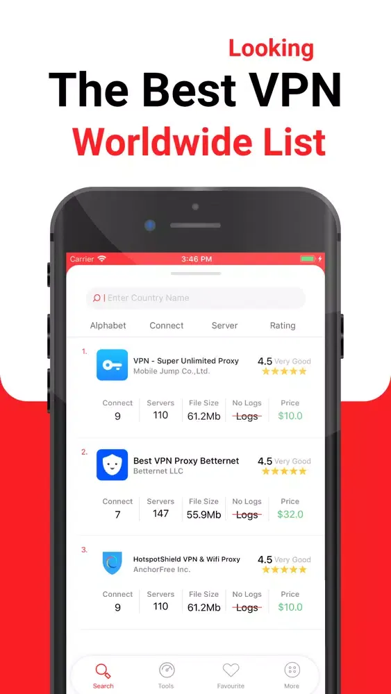Zrzuty ekranu VPN Ranking:Super vpn List
