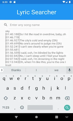 Lyrics Searcher Ekran Görüntüleri