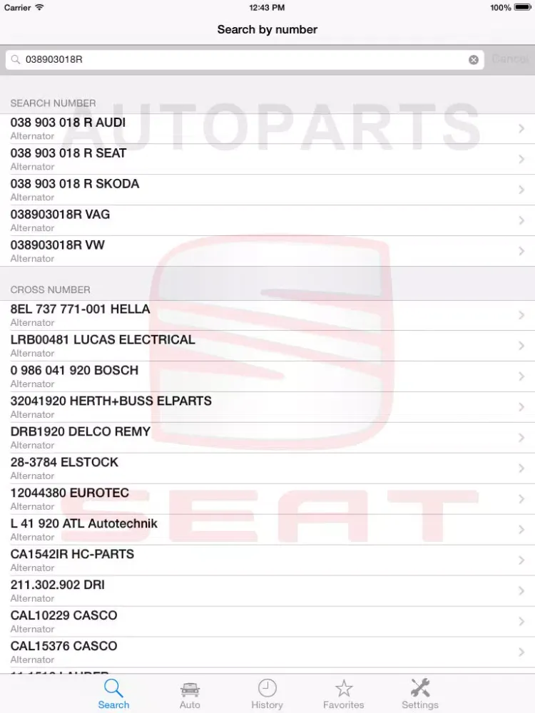 Autoparts for Seat iPad 应用截图