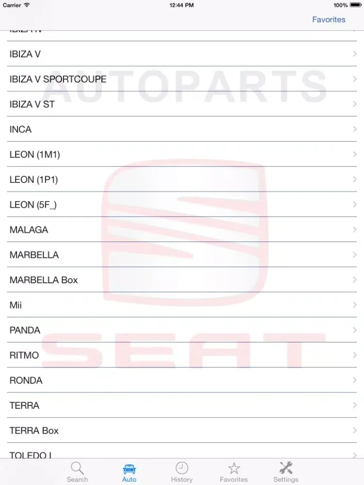 Autoparts for Seat iPad 应用截图