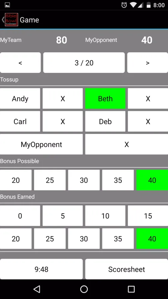 Bible Bowl Scorekeeper Screenshots