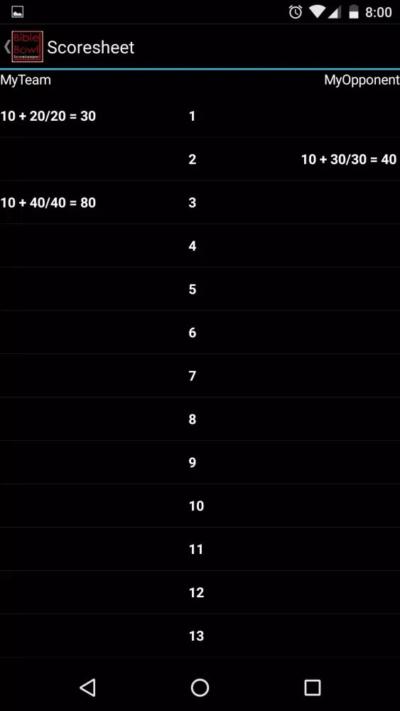 Bible Bowl Scorekeeper Screenshots
