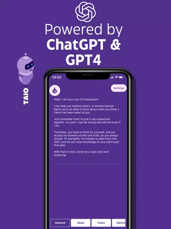 Tangkapan layar TAIO - The AI Opinion iPad 