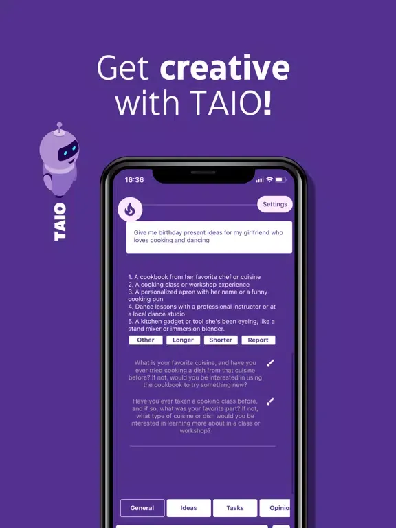 Tangkapan layar TAIO - The AI Opinion iPad 