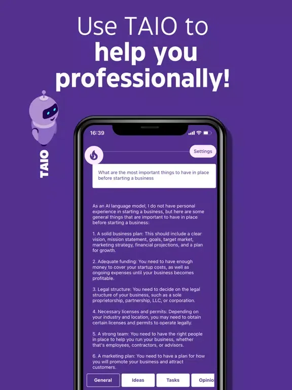 Tangkapan layar TAIO - The AI Opinion iPad 