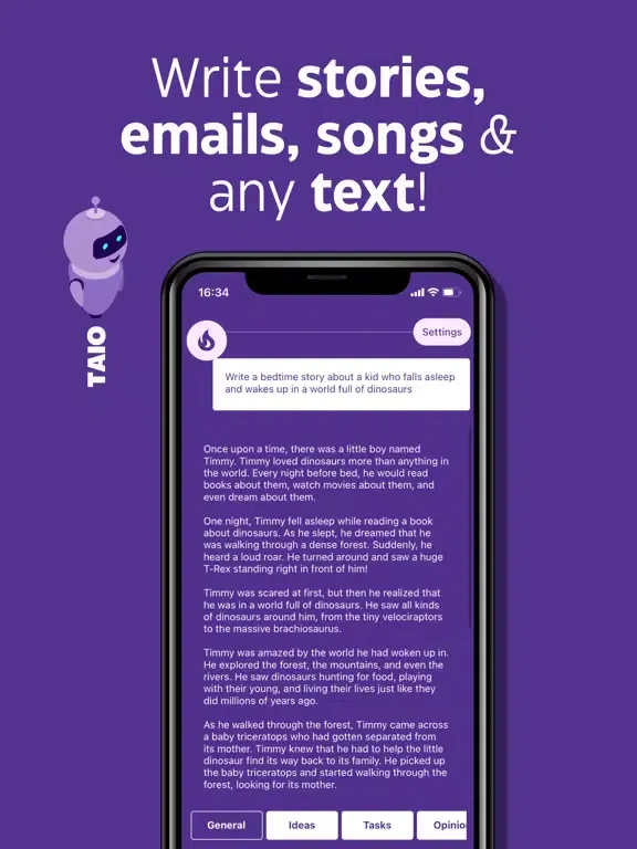 Tangkapan layar TAIO - The AI Opinion iPad 