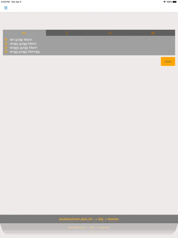 Capturas de tela do German Adjective Endings iPad 