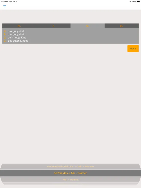 Capturas de tela do German Adjective Endings iPad 
