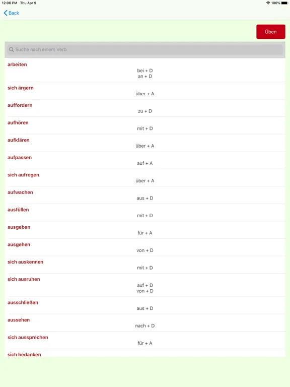 صور German Verbs Past Prepositions iPad 