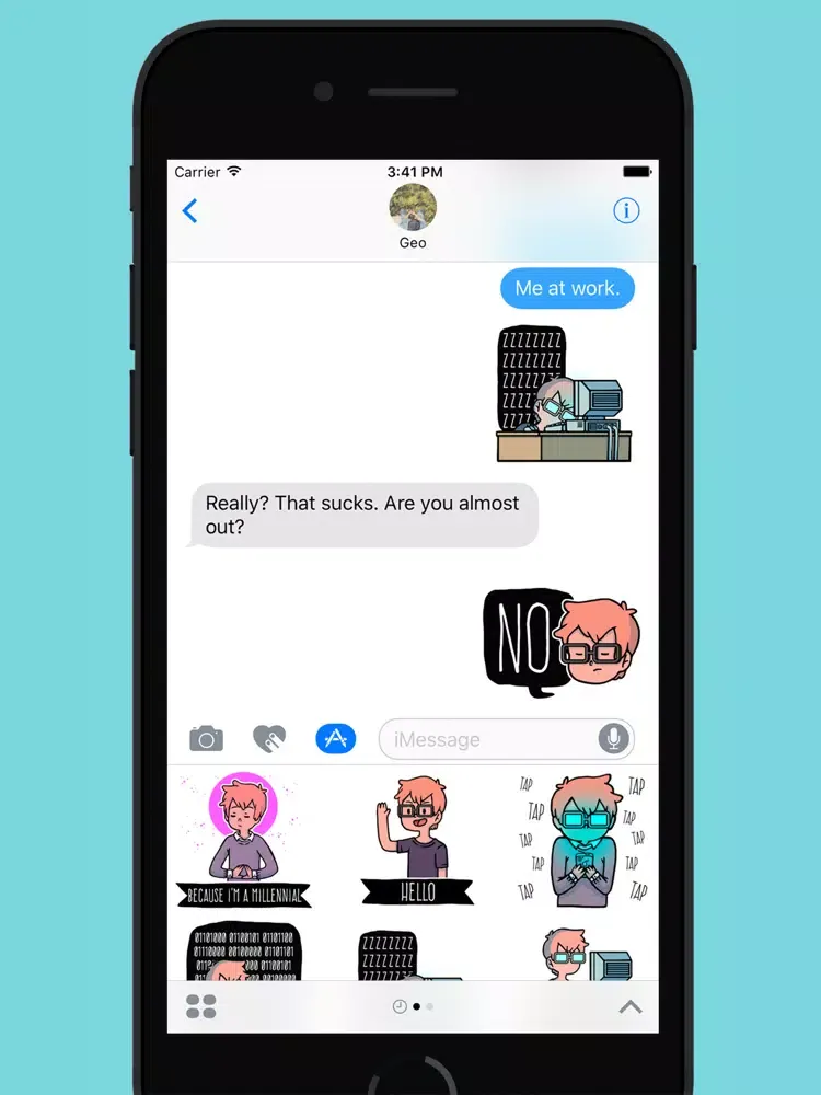 Скриншоты Millennial Computer Guy Stickers iPad 