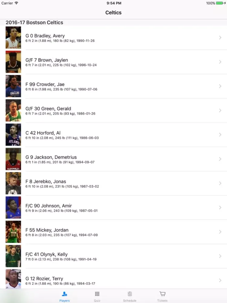 Team Information - NBA Boston Celtics edition iPad  스크린샷