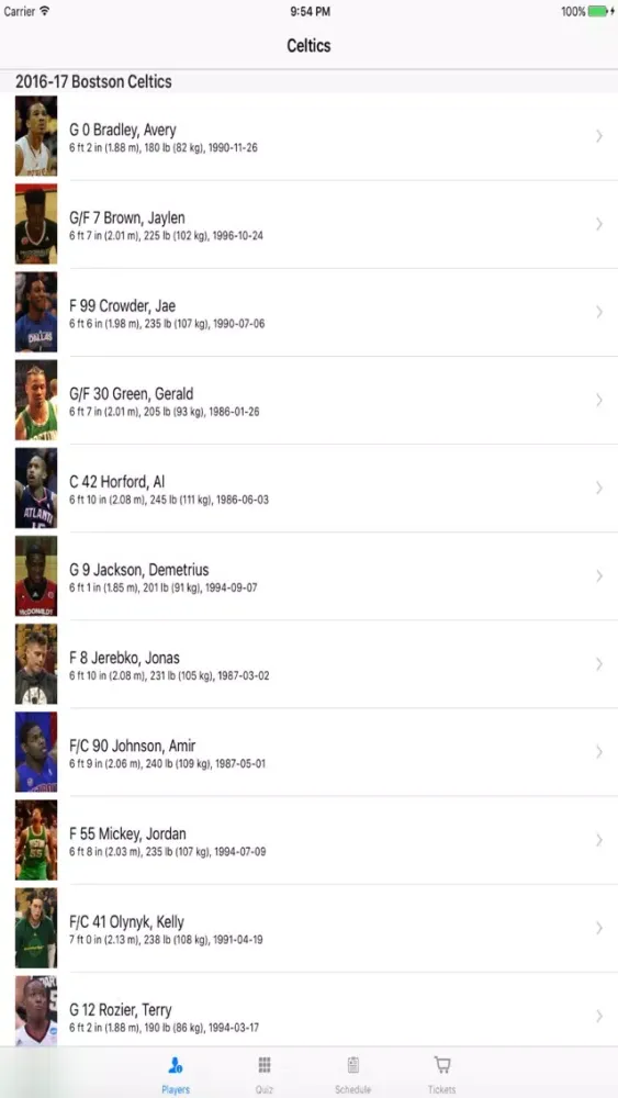 Team Information - NBA Boston Celtics edition 스크린샷