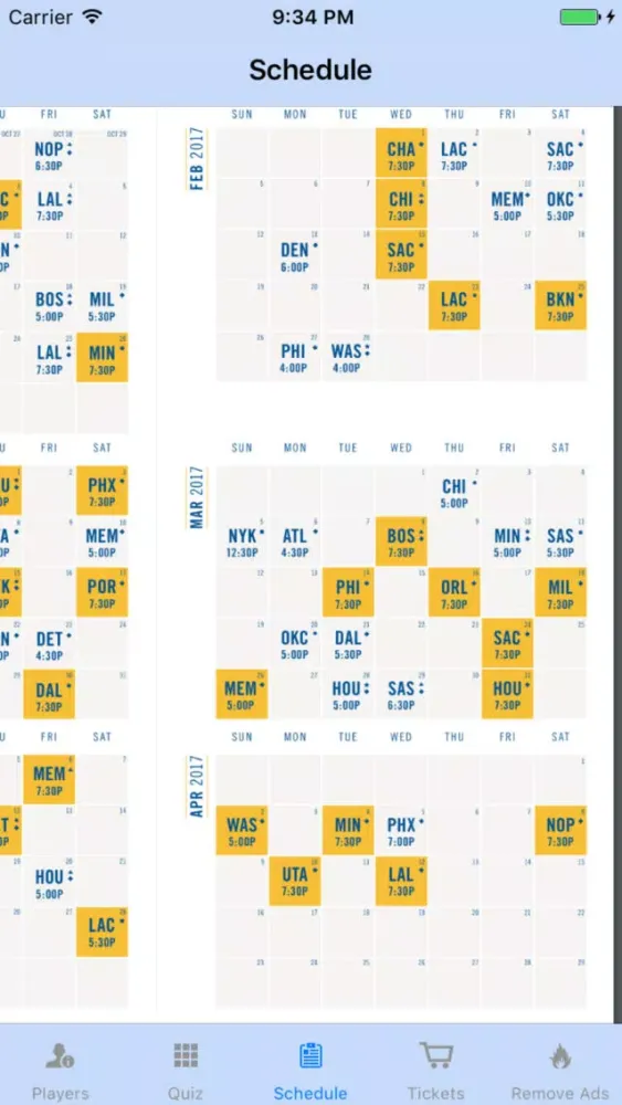 Ảnh chụp màn hình của Golden State Basketball Team Information