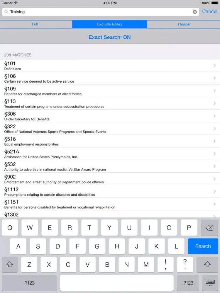 U.S.C. Title 38 - Veterans' Benefits iPad 應用截圖