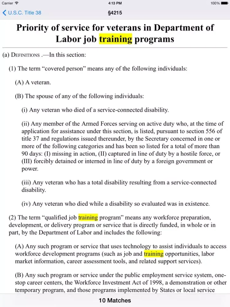 U.S.C. Title 38 - Veterans' Benefits iPad 應用截圖